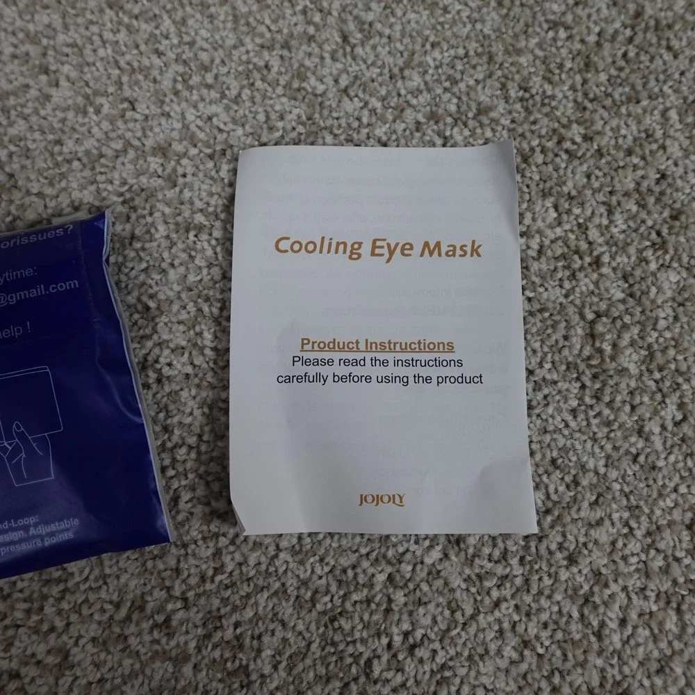 JOJOLY Cooling Gel Eye Mask Blue Cold Compress Adjustable Strap‎ Sleep Mask NEW